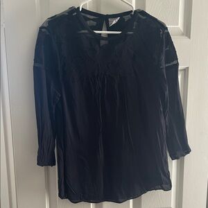 Women's Black Lace and Sheet Blouse